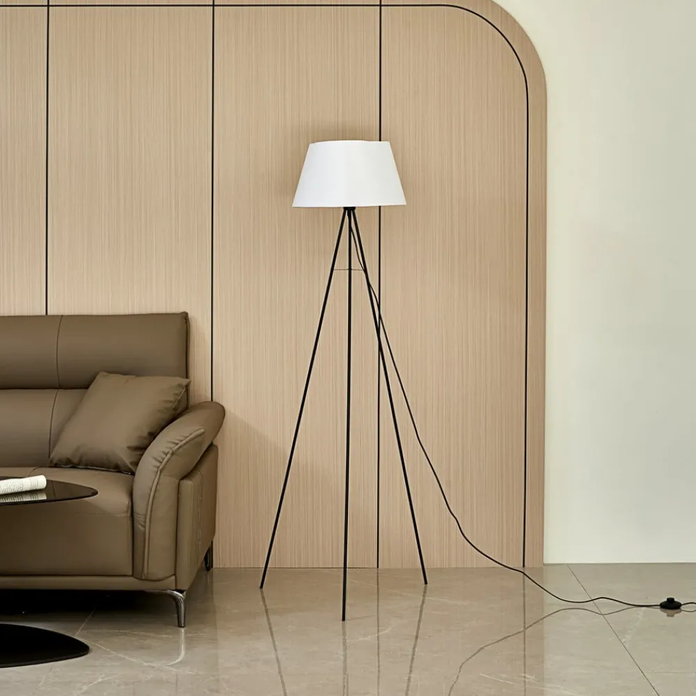 ELC Elsika gulvlampe på stativ, stoffskjerm, brun| Gulvlamper