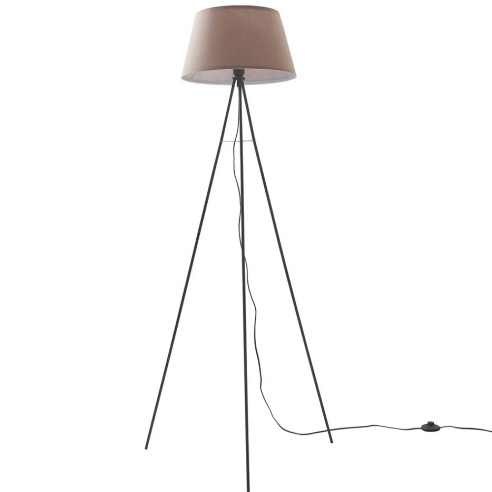 ELC Elsika gulvlampe på stativ, stoffskjerm, brun| Gulvlamper