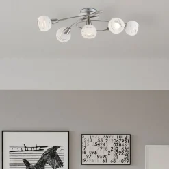 Globo Elliott taklampe, lengde 62 cm, matt nikkel, metall/glass| Taklamper