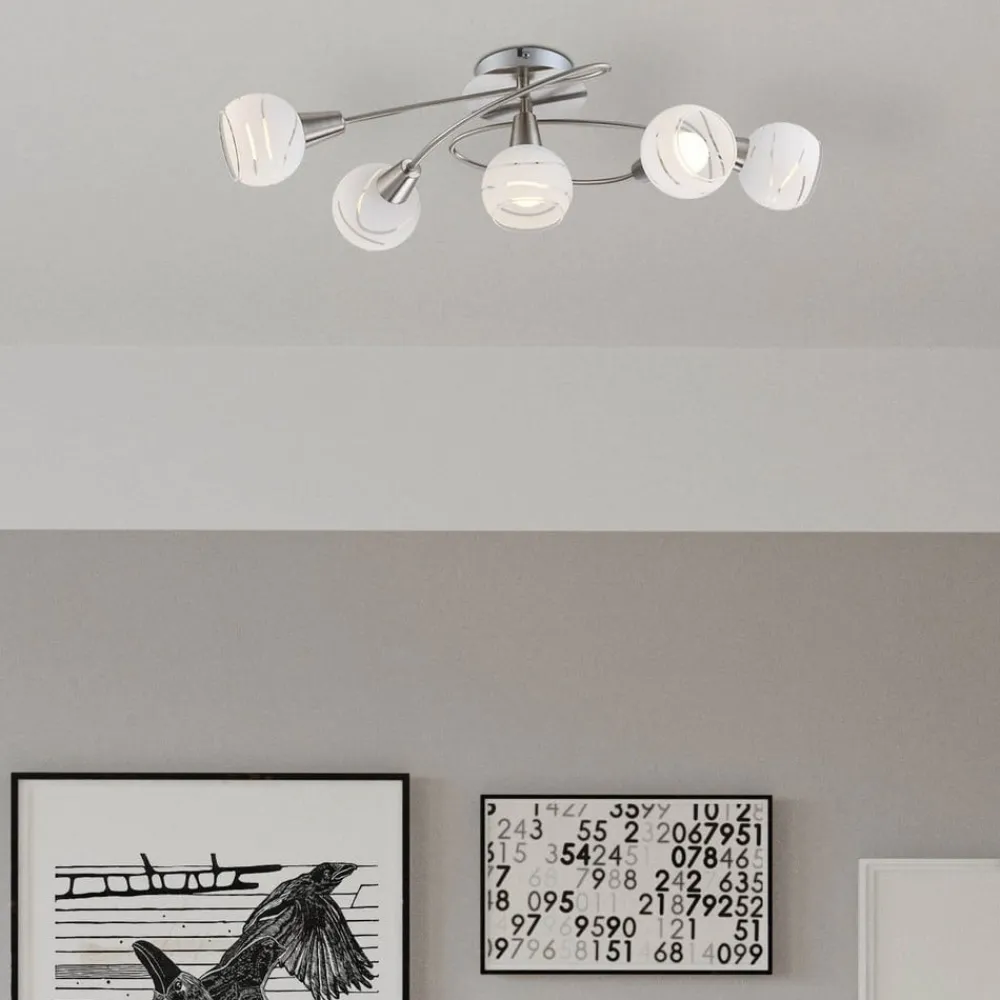 Globo Elliott taklampe, lengde 62 cm, matt nikkel, metall/glass| Taklamper