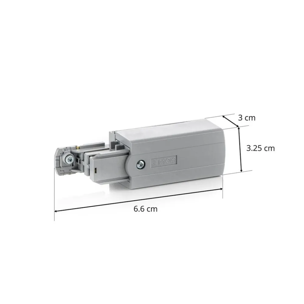 GLOBAL Endetilkobling høyre for strømskinne Noa grå| Skinnesystem