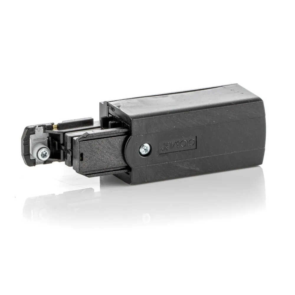 GLOBAL Endetilkobling venstre for strømskinne Noa svart| Butikkbelysning|Skinnesystem