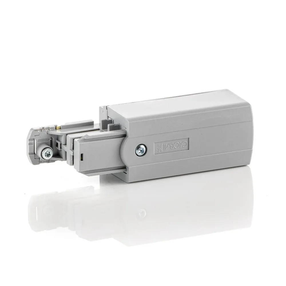 GLOBAL Endetilkobling venstre for strømskinne Noa grå| Skinnesystem