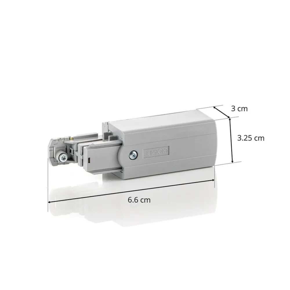 GLOBAL Endetilkobling venstre for strømskinne Noa grå| Skinnesystem