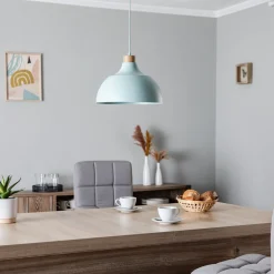 Envostar pendellampe Kaitt, detaljer i tre, Ø 34 cm, mintfarget Clearance