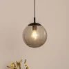 TK Lighting Esme hengelampe, Ø 25 cm, røykgrå, glass, globe, E27| Pendellamper