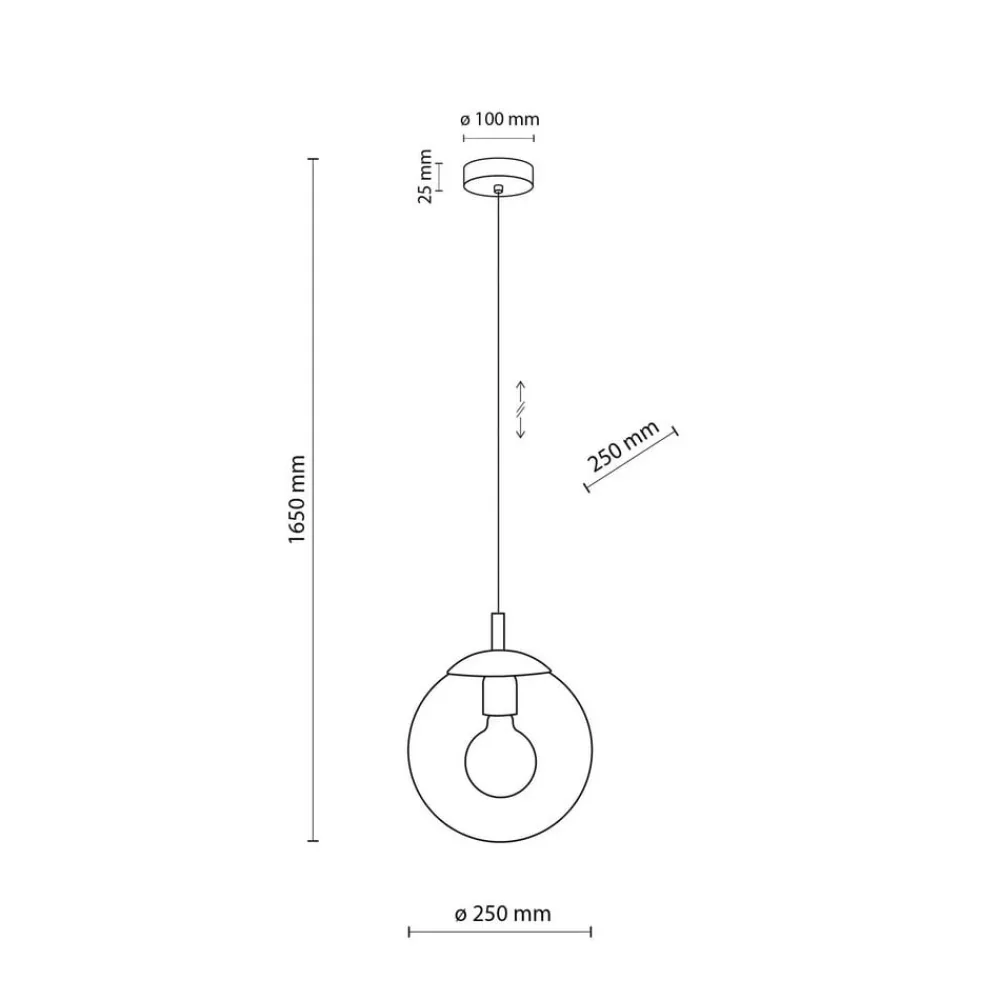 TK Lighting Esme hengelampe, Ø 25 cm, røykgrå, glass, globe, E27| Pendellamper