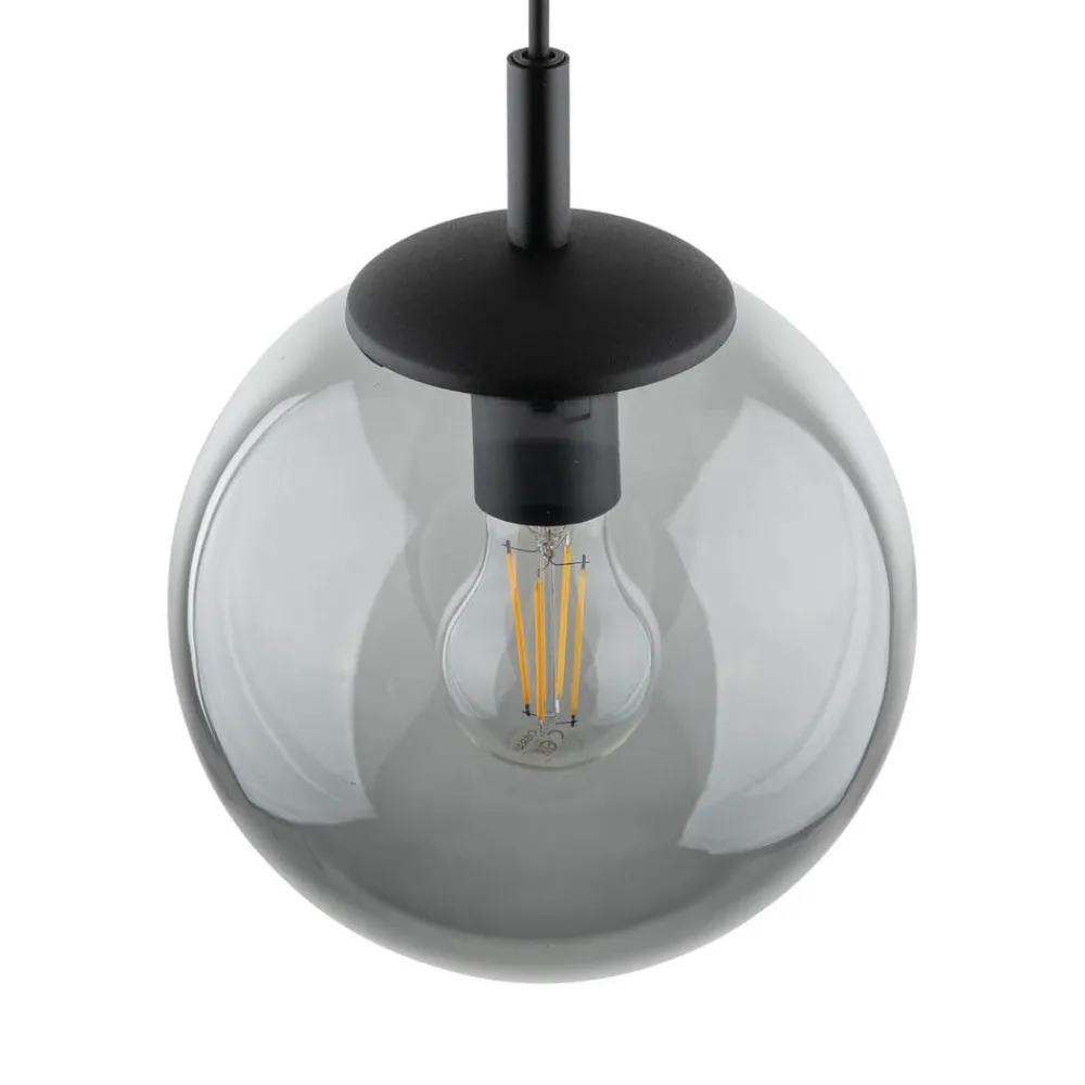 TK Lighting Esme hengelampe, Ø 30 cm, røykgrå, glass, kuppel, E27| Pendellamper
