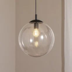 TK Lighting Esme hengelampe, Ø 35 cm, transparent, glass, globe, E27 Sale