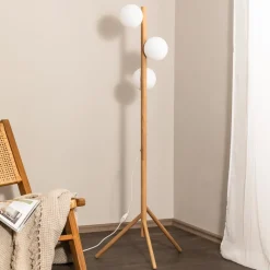 TK Lighting Estera gulvlampe, opalt glass, treramme, 132 cm, 3 lyskilder| Gulvlamper