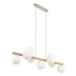 TK Lighting Estera hengelampe, opalglass, tre, 9 lyskilder| Pendellamper
