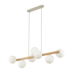 TK Lighting Estera hengelampe, opalglass, tre, 7 lyskilder Discount