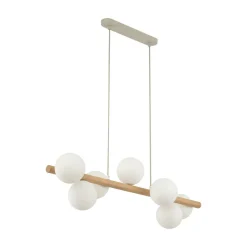 TK Lighting Estera hengelampe, opalglass, tre, 7 lyskilder Discount