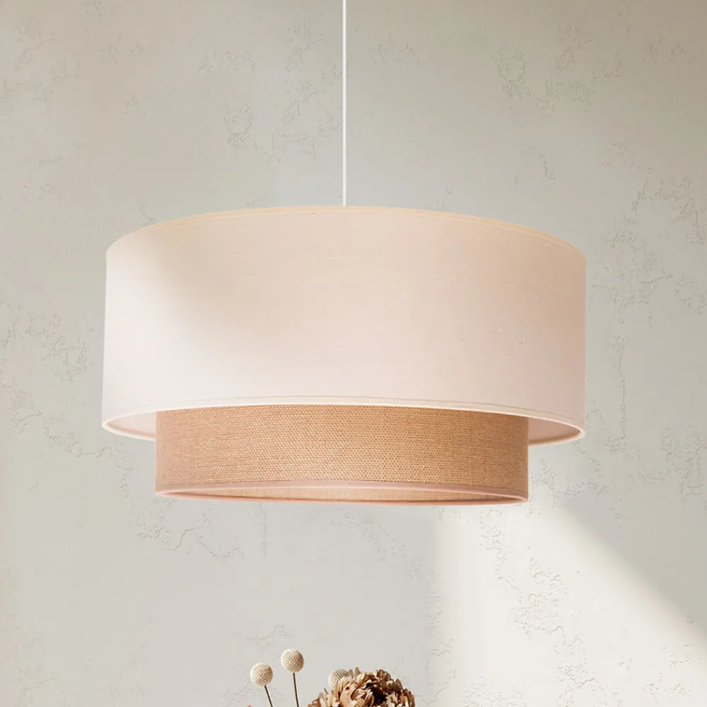 Euluna Boho pendellampe, beige, tekstil, Ø 45 cm Online