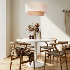 Euluna Boho pendellampe, beige, tekstil, Ø 45 cm Online