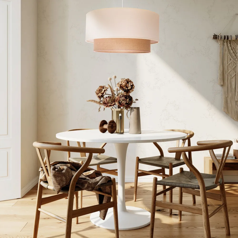 Euluna Boho pendellampe, beige, tekstil, Ø 45 cm Online