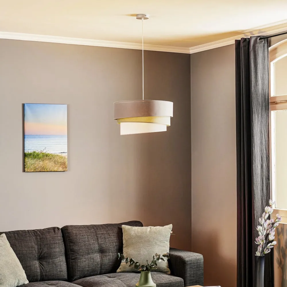 Duolla Euluna Trio hengelampe beige/akvamarin/écru Ø45cm| Pendellamper