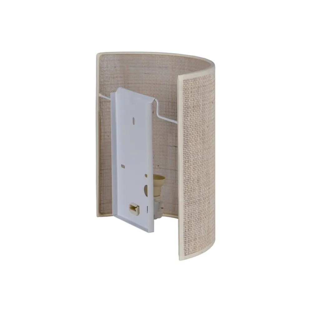 Euluna vegglampe jute, hvit/ecru, halvrund, høyde 24 cm| Vegglamper