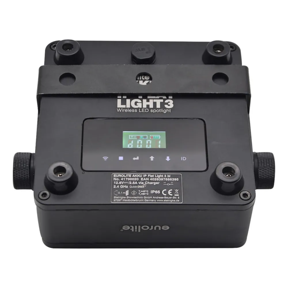Steinigke Showtechnic EUROLITE Batteri Flat Light 3 LED Spot 24W IP65| Teknisk Lys|Taklamper Utendørs