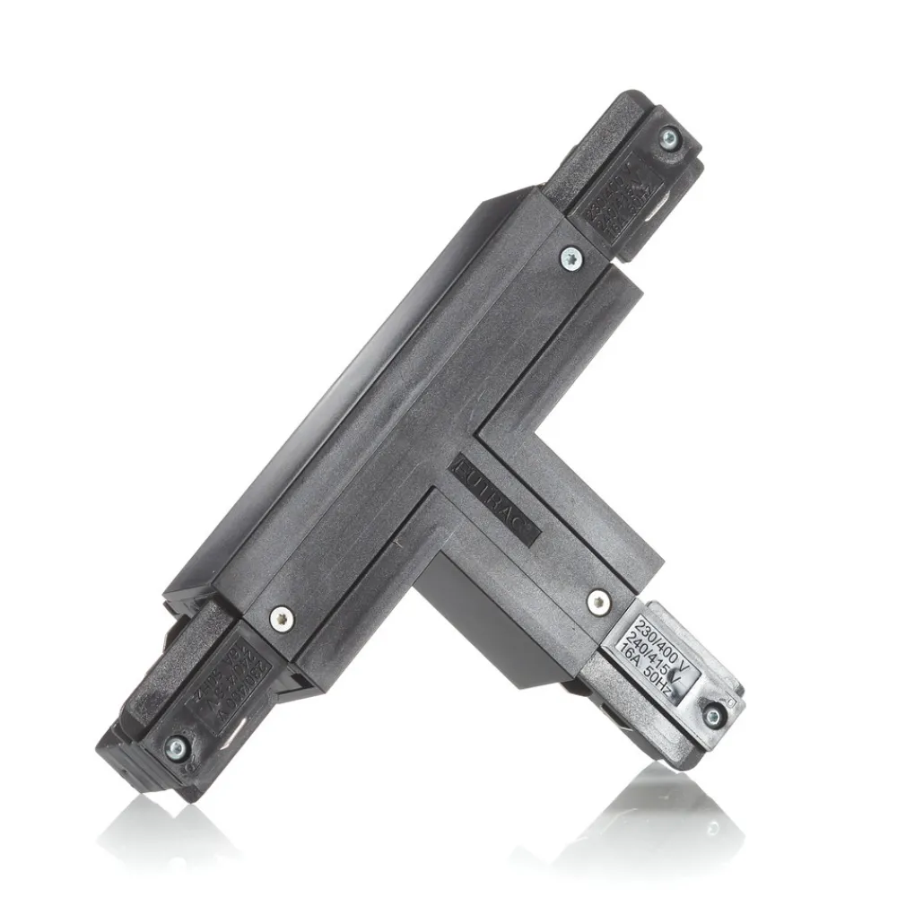 Eutrac T-kontakt jord innvendig til høyre, svart| Skinnesystem