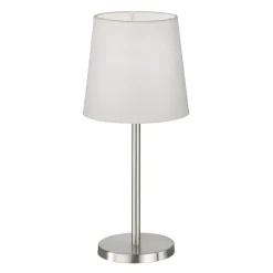 FH Lighting Eve bordlampe med stoffskjerm, matt nikkel/hvit Clearance