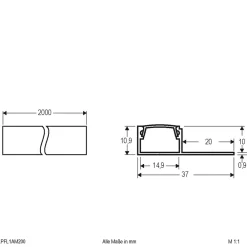 EVN APFL1, alu-fliseprofil ensidig, 200cmx3,7cm Outlet