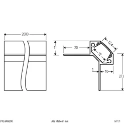 EVN APFL4, alum.-flise-hjø.prof. ute, 200cmx3,8cm| Tilbehør