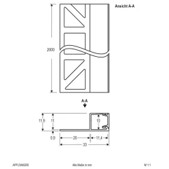 EVN APFL5 fliseprofil side 200cmx3,3cm alu Online