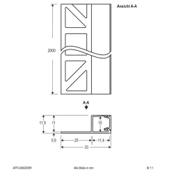EVN APFL5 fliseprofil side 200cmx3,3cm hvit Clearance