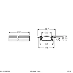 EVN APFLAT3 aluminium-profil 200cm T-profil, svart| Tilbehør