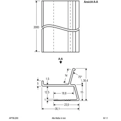 EVN APTBU alu.-profil rettet mot veggen, 200cm alu| Tilbehør