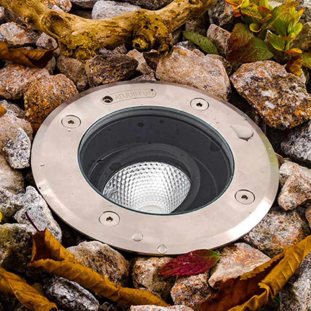 EVN Pentola innbyggingslampe stål Ø13,5cm 3.000K| Nedfelt Utebelysning|Utespotter