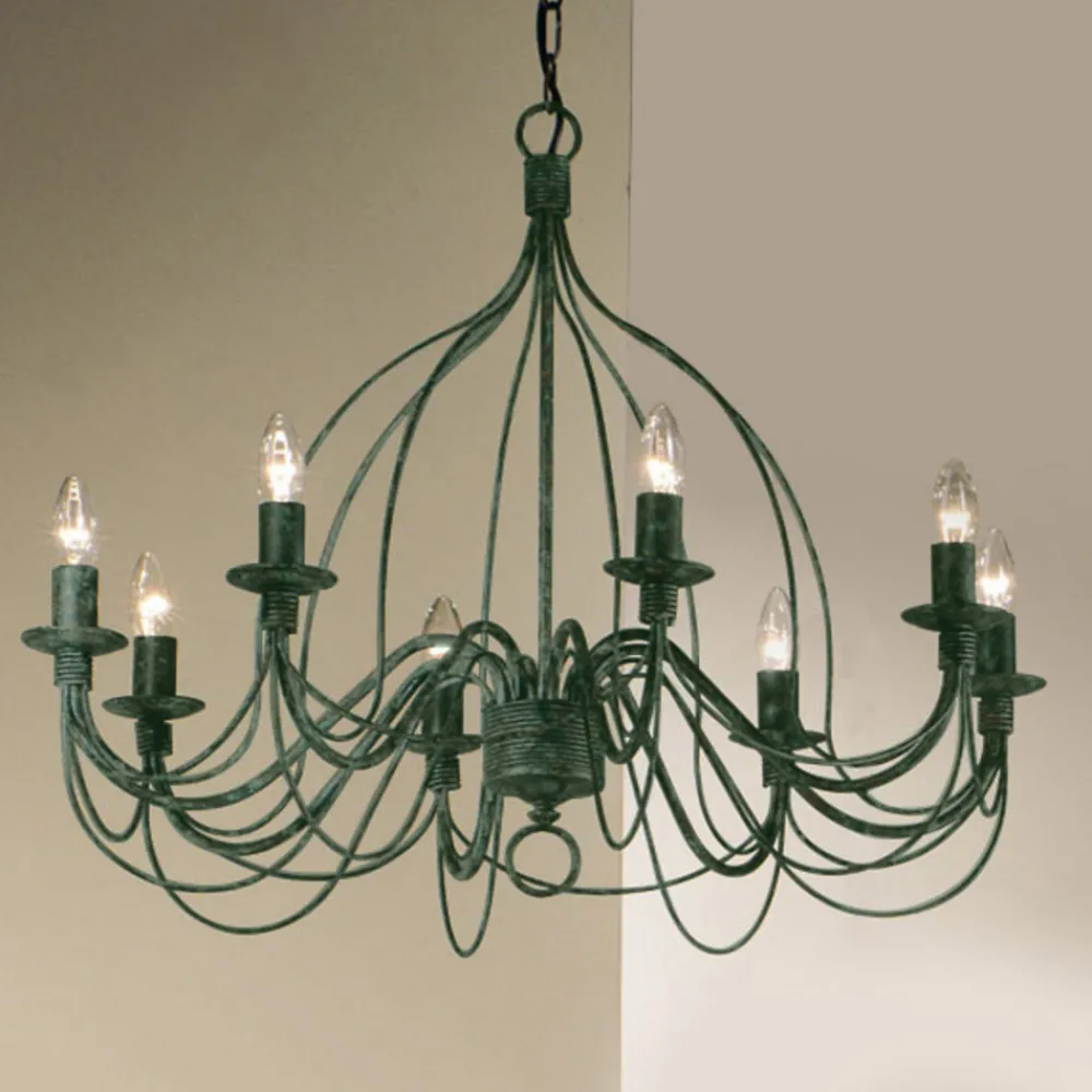 Kögl FILO lysekrone med åtte lys i antikk grønt| Lysekroner