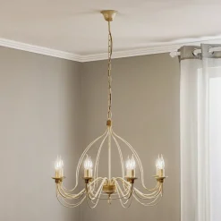 Kögl FILO lysekrone med åtte lys i antikk hvitt| Lysekroner