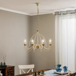 Kögl FILO lysekrone med åtte lys i antikk hvitt| Lysekroner