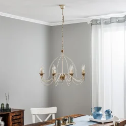 Kögl FILO lysekrone med åtte lys i antikk hvitt| Lysekroner