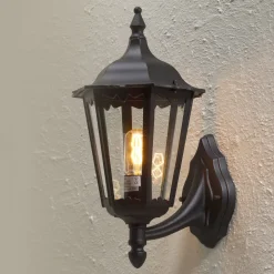 Konstsmide Firenze utendørs vegglampe, svart, fatning, 48 cm