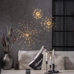 STAR TRADING Firework LED-hengelampe, svart, metall, Ø 26 cm, støpsel Online