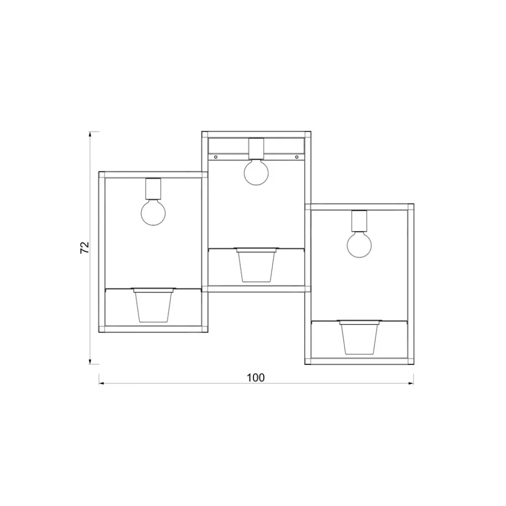 Luminex Flores vegglampe, 3 lyskilder, svart/gull, med støpsel