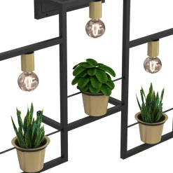 Luminex Flores vegglampe, 3 lyskilder, svart/gull, med støpsel