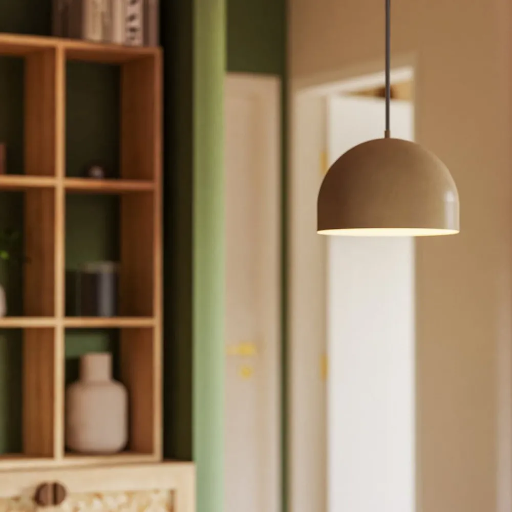 Forlight hengelampe Fres, beige, stål, Ø 30 cm| Butikkbelysning