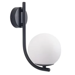 Forlight vegglampe Sfera Single, svart, glass, bredde 12 cm Discount