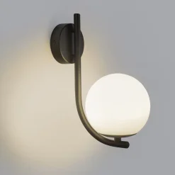 Forlight vegglampe Sfera Single, svart, glass, bredde 12 cm Discount