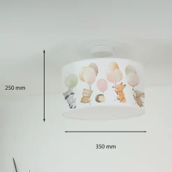 Duolla Freddy hengelampe, Ø 35 cm, fargerik, dyr, stoff, E27 Online