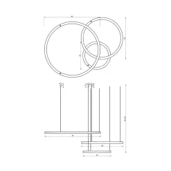 Eko-Light Galaxia LED hengelampe, plast, svart, 3-lys, 85 W| Led-Innendørs|Pendellamper