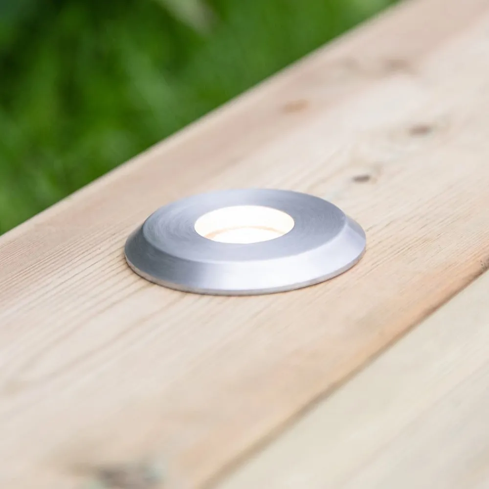 Markslöjd Garden 24 Decklight, sølv, topplys, 3W| Nedfelt Utebelysning