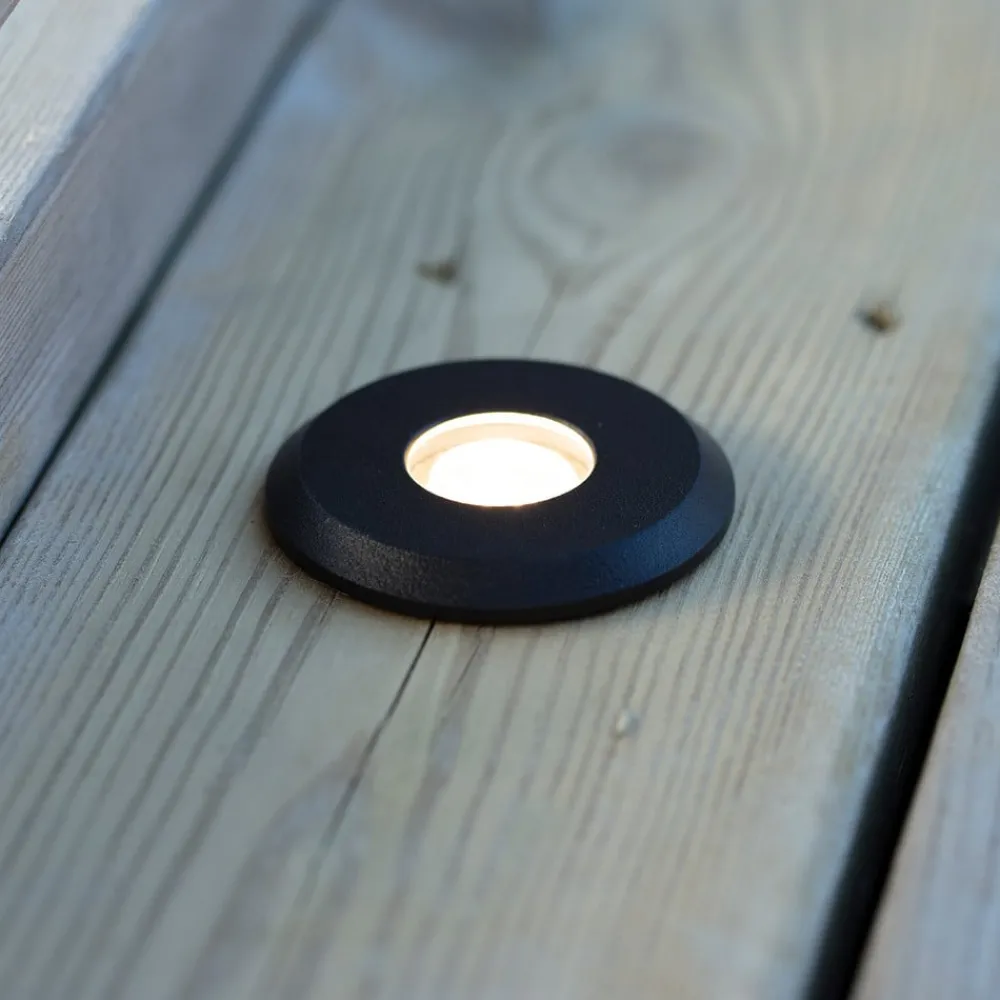 Markslöjd Garden 24 Decklight, svart, topplys, 0,8W| Nedfelt Utebelysning