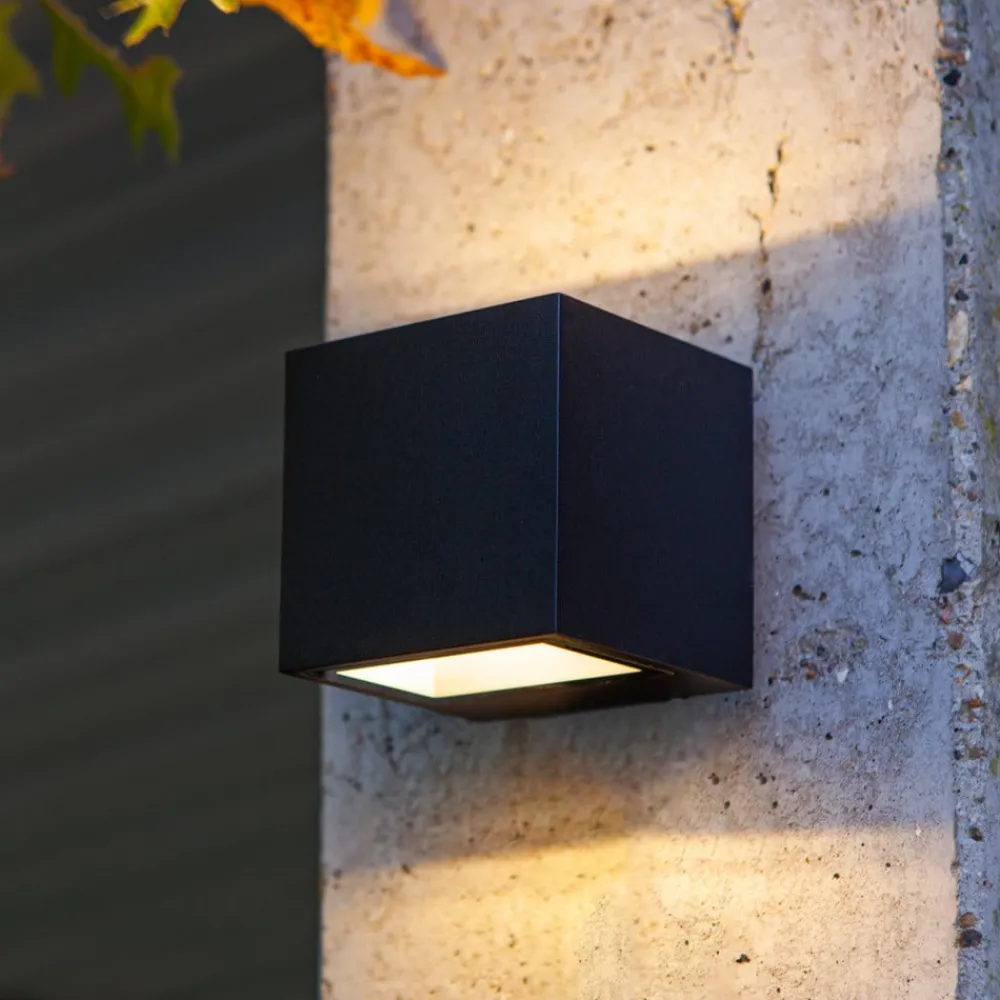 LUTEC Gemini utendørs LED-vegglampe matt svart 8,8cm| Vegglamper Utendørs