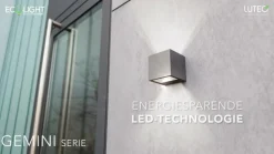 LUTEC Gemini utendørs LED-vegglampe matt svart 8,8cm| Vegglamper Utendørs