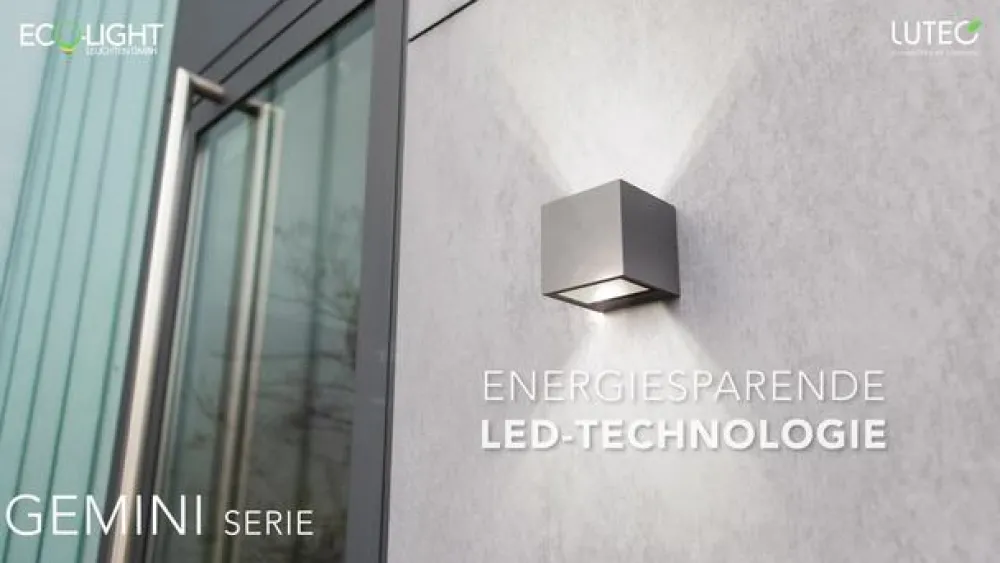 LUTEC Gemini utendørs LED-vegglampe matt svart 8,8cm| Vegglamper Utendørs